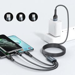 Remax Universal Charger RC-070th 3in1 USB - Lightning / USB Type C / micro USB 1.2м, черный цена и информация | Кабели для телефонов | pigu.lt