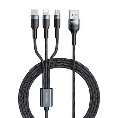 Universalus kroviklis Remax RC-070th black 3in1 USB - Lightning / USB Type C / micro USB 1.2m, juodas kaina ir informacija | Laidai telefonams | pigu.lt