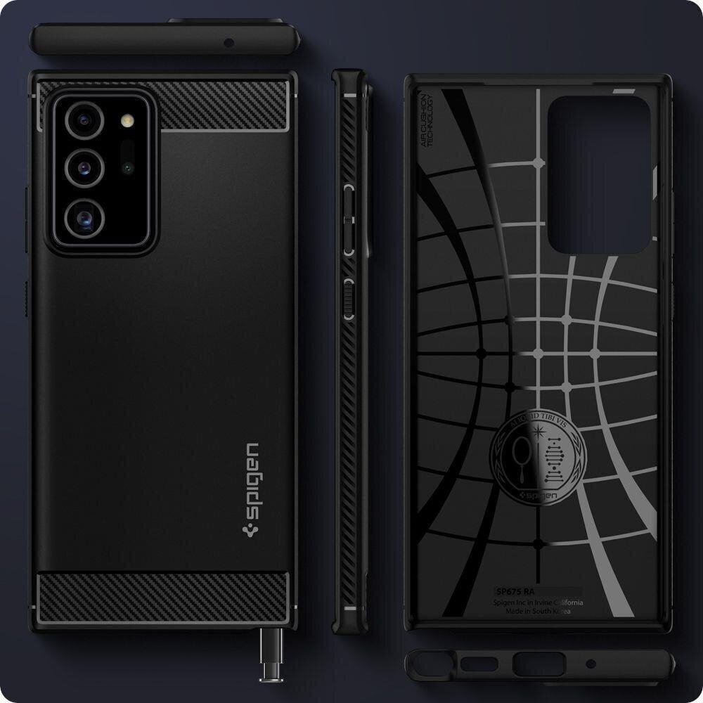 Spigen Rugged Armor, skirtas Samsung Galaxy Note 20 Ultra 5G, Matte Black цена и информация | Telefono dėklai | pigu.lt