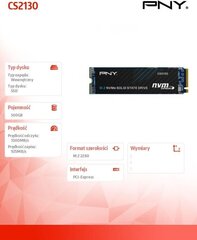 PNY Technologies M280CS2130-500-RB kaina ir informacija | Vidiniai kietieji diskai (HDD, SSD, Hybrid) | pigu.lt