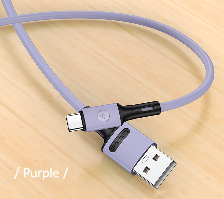 USB/Type-C laidas USAMS, violetinis, 100cm kaina ir informacija | Laidai telefonams | pigu.lt