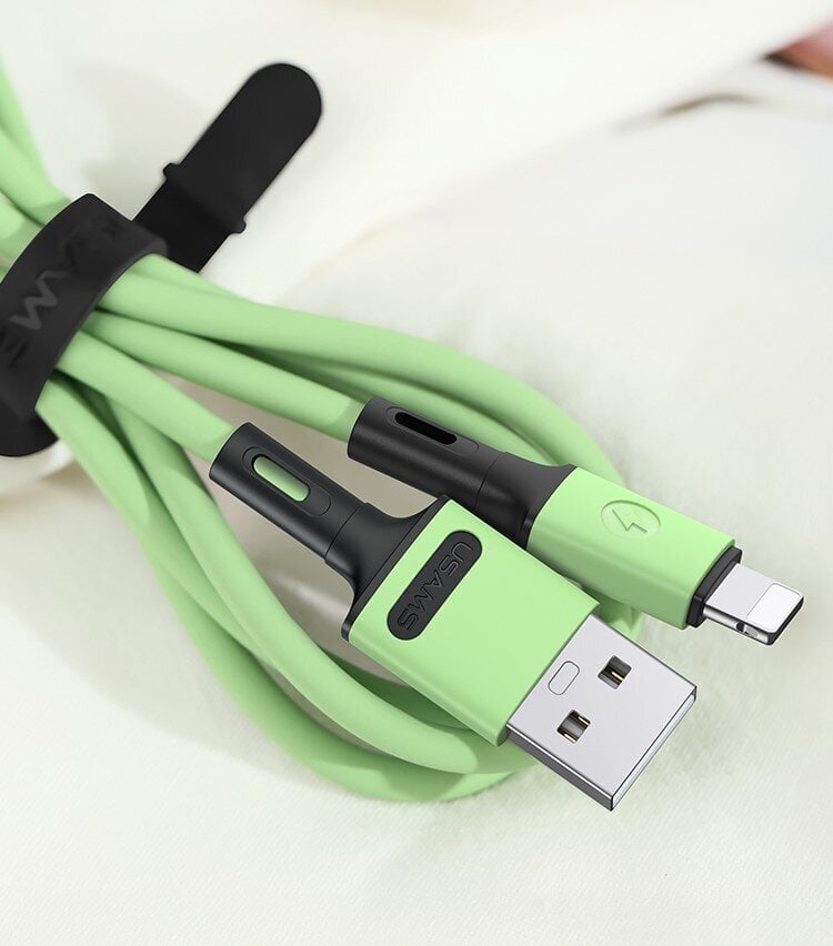 USB/Lightning laidas USAMS, žalias, 100cm kaina ir informacija | Laidai telefonams | pigu.lt