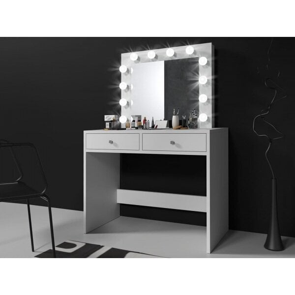 Kosmetinis Staliukas Mega 12 LED White kaina ir informacija | Kosmetiniai staliukai | pigu.lt