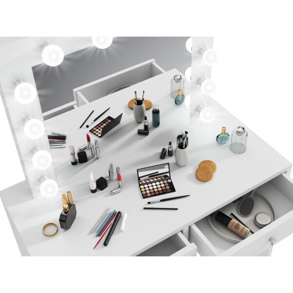 Kosmetinis Staliukas Mega 12 LED White цена и информация | Kosmetiniai staliukai | pigu.lt