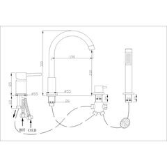 Mexen смеситель для ванны из 4-х частей Alma black цена и информация | Смесители | pigu.lt