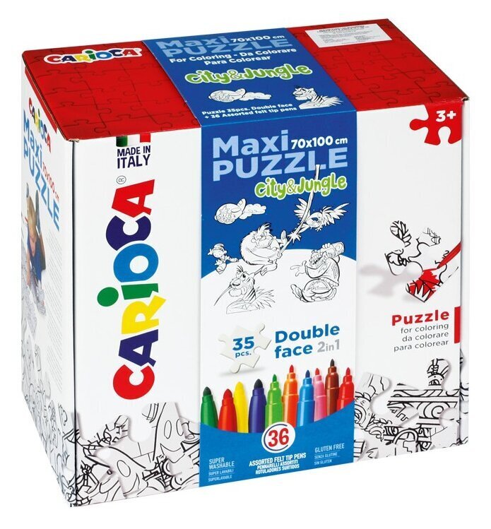 CARIOCA Maxi Puzzle spalvinama dėlionė "Miestas ir džiunglės", 70x100cm цена и информация | Lavinamieji žaislai | pigu.lt