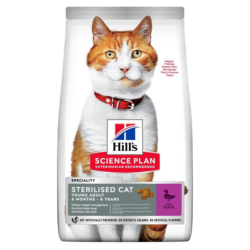 Hill's Science Plan Sterilised Cat Young Adult ėdalas katėms su antiena, 1.5 kg kaina ir informacija | Sausas maistas katėms | pigu.lt