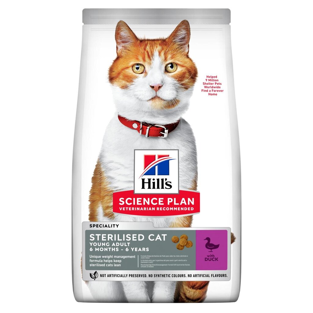 Hill's Science Plan Sterilised Cat Young Adult ėdalas katėms su antiena, 10 kg kaina ir informacija | Sausas maistas katėms | pigu.lt