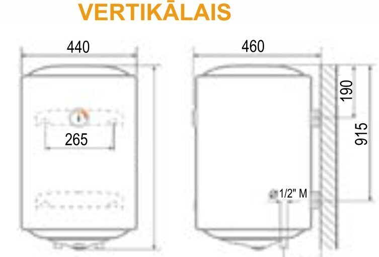 Vidutinės talpos elektrinis vandens šildyduvas V-120 l kaina ir informacija | Vandens šildytuvai | pigu.lt