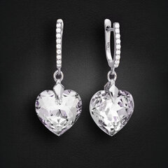 Sidabriniai auskarai moterims DiamondSky Romantic Heart III R su Swarovski kristalais kaina ir informacija | Auskarai | pigu.lt