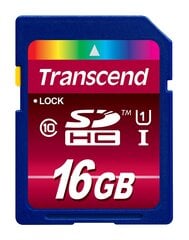 Transcend TS16GSDHC10U1 цена и информация | Карты памяти для фотоаппаратов, камер | pigu.lt