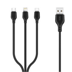 Кабель XO 3in1 cable USB - Lightning + USB-C + microUSB 1,0 м, 2,1A, black NB103 цена и информация | Кабели для телефонов | pigu.lt