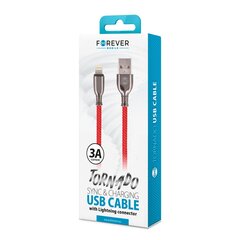 Кабель Forever Tornado USB - Lightning, 1.0 м, 3А, красный цена и информация | Кабели для телефонов | pigu.lt