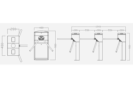 Elektromechaninis turniketas D-Force INOX ST 5000 kaina ir informacija | Durų lankstai, priedai | pigu.lt