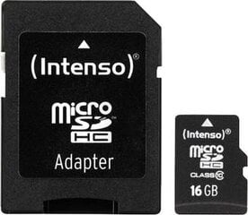 MEMORY MICRO SDHC 16GB C10/W/ADAPTER 3413470 INTENSO цена и информация | Карты памяти для телефонов | pigu.lt