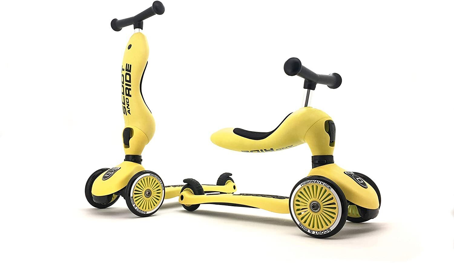 Paspirtukas - triratukas Scoot & Ride 2in1, geltonas kaina ir informacija | Paspirtukai | pigu.lt