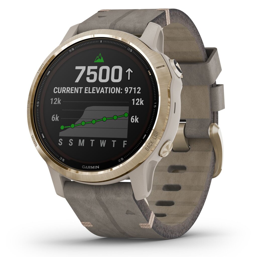 Garmin fēnix® 6S Pro Solar Light Gold/Shale Grey Suede kaina ir informacija | Išmanieji laikrodžiai (smartwatch) | pigu.lt