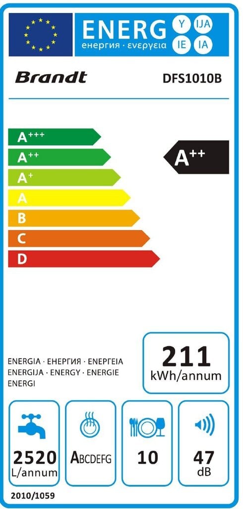 Brandt DFS1010B kaina ir informacija | Indaplovės | pigu.lt