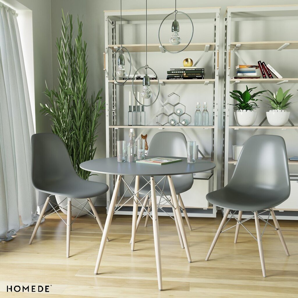 Valgomojo stalas Homede Tebe 80 cm, juodas/rudas kaina ir informacija | Virtuvės ir valgomojo stalai, staliukai | pigu.lt