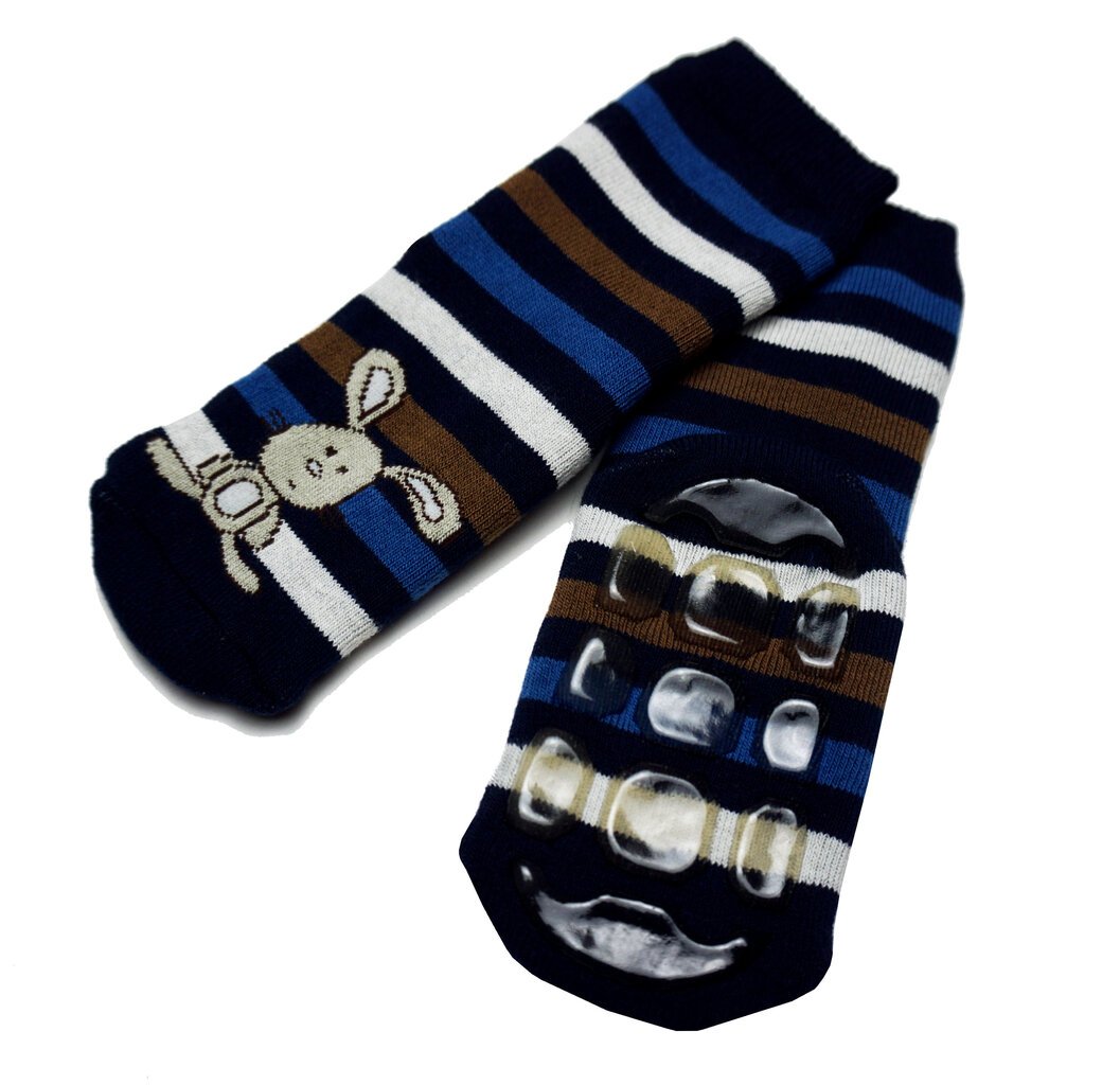 Vaikiškos neslystančios kojinės ropojimui - Juostelės ir zuikis kaina ir informacija | Kojinės, pėdkelnės kūdikiams | pigu.lt