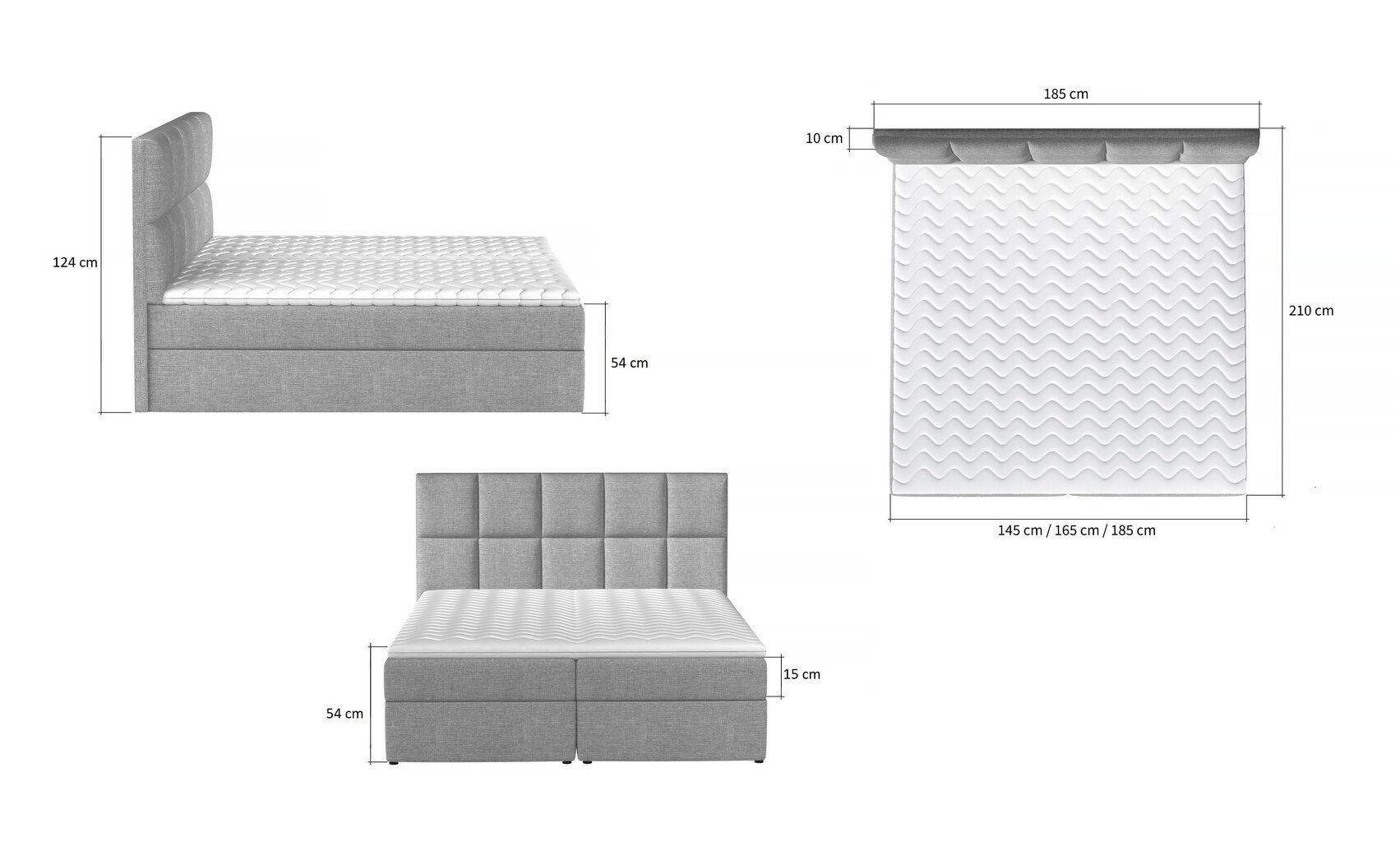 Lova su čiužiniu NORE Glossy 01 145x200 cm, šviesiai pilka kaina ir informacija | Lovos | pigu.lt