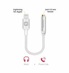 Аудио адаптер Swissten Lightning нa 3.5 мм для iPhone и iPad 15 cм, серебряный цена и информация | Swissten Компьютерная техника | pigu.lt