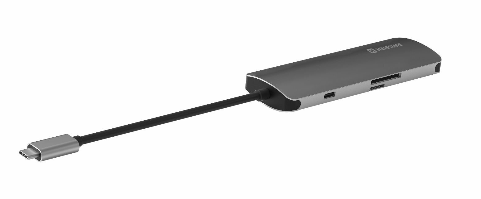 Swissten USB-C Hub 6in1 with 3X USB 3.0 / 1X USB-C Power Delivery / 1X microSD / 1X SD / Aluminum body kaina ir informacija | Adapteriai, USB šakotuvai | pigu.lt