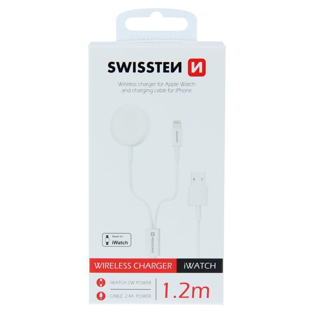 Swissten Wireless Charger 2in1 White цена и информация | Išmaniųjų laikrodžių ir apyrankių priedai | pigu.lt