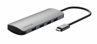 USB-C разветвитель 4в1 с 4 разъемами Swissten USB 3.0 / алюминиевый корпус цена и информация | Адаптеры, USB-разветвители | pigu.lt