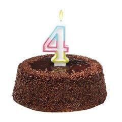 Susy Card gimtadienio žvakė, Nr. 4, spalvinga, 9 cm kaina ir informacija | Dekoracijos šventėms | pigu.lt