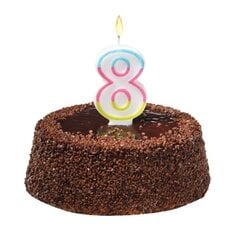 Susy Card Свеча на день рождения, номер 8, красочный, 9 cм  цена и информация | Праздничные декорации | pigu.lt
