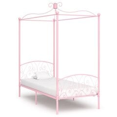 Lovos rėmas su baldakimu, 100x200cm, rožinės spalvos цена и информация | Кровати | pigu.lt