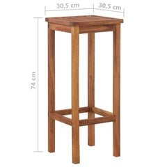 Baro stalo ir kėdžių komplektas, 3 dalių, rudos spalvos kaina ir informacija | Valgomojo komplektai | pigu.lt