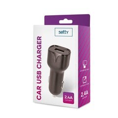 Setty USB car charger 2,4A black цена и информация | Зарядные устройства для телефонов | pigu.lt