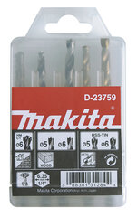 Grąžtų komplektas 1/4" Makita D-23759, 5 vnt kaina ir informacija | Mechaniniai įrankiai | pigu.lt