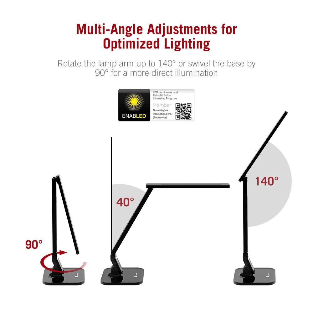 Stalinis LED šviestuvas, juodas, 14W, Taotronics TT-DL01 kaina ir informacija | Staliniai šviestuvai | pigu.lt
