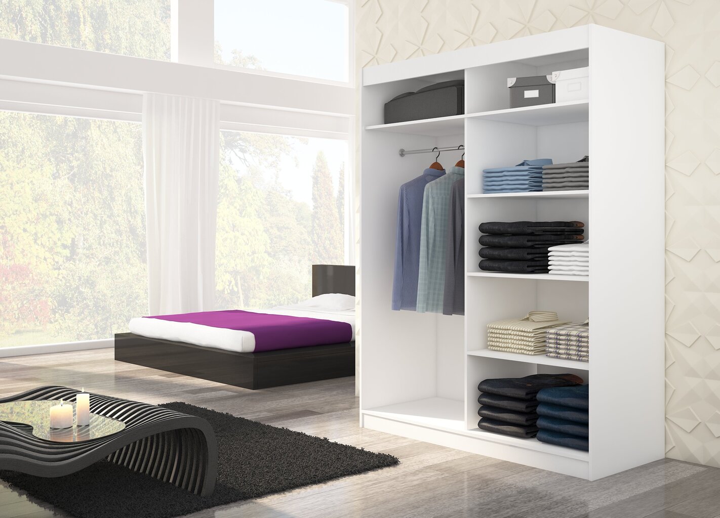 Spinta ADRK Furniture Bianco, balta цена и информация | Spintos | pigu.lt