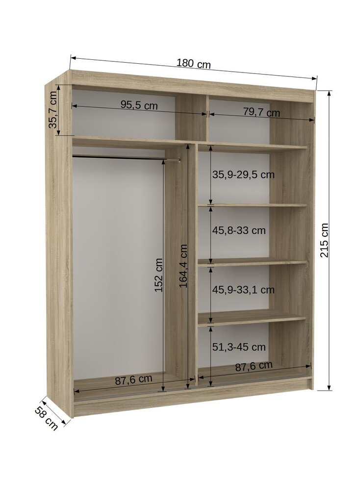 Spinta ADRK Furniture Tom L1, balta kaina ir informacija | Spintos | pigu.lt