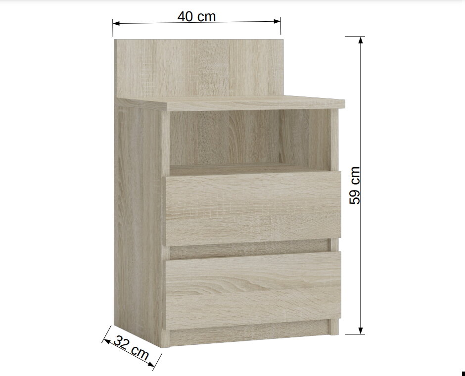 Naktinė spintelė ADRK Furniture Puna M1, ąžuolo spalvos цена и информация | Spintelės prie lovos | pigu.lt