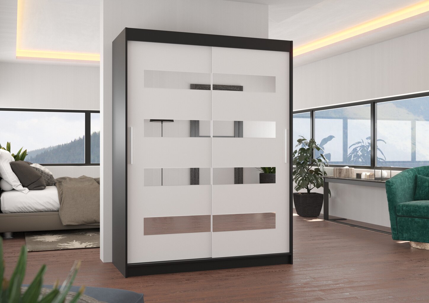 Spinta ADRK Furniture Baltic, juoda/balta kaina ir informacija | Spintos | pigu.lt