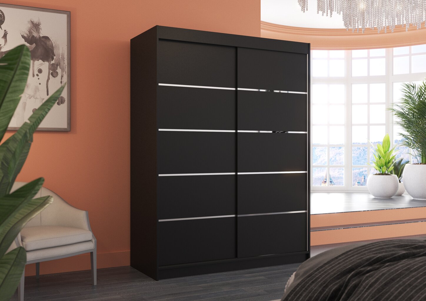 Spinta ADRK Furniture Luft, juoda цена и информация | Spintos | pigu.lt