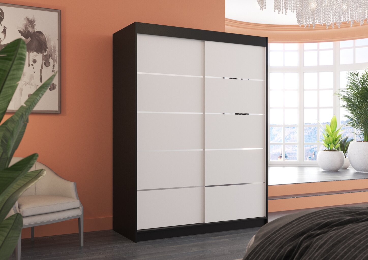 Spinta ADRK Furniture Luft, juoda/balta цена и информация | Spintos | pigu.lt