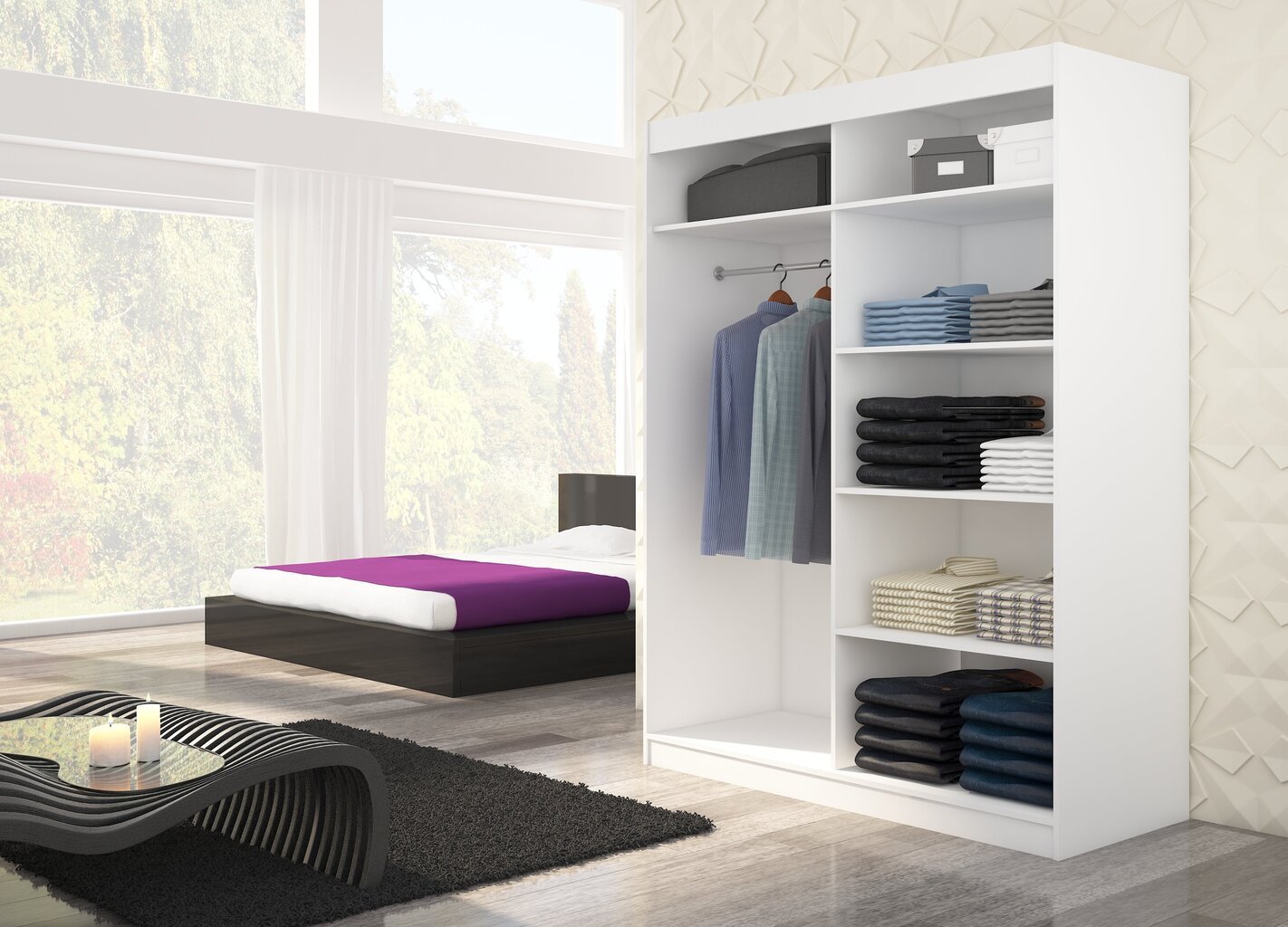Spinta ADRK Furniture Luft, ąžuolo spalvos/balta kaina ir informacija | Spintos | pigu.lt