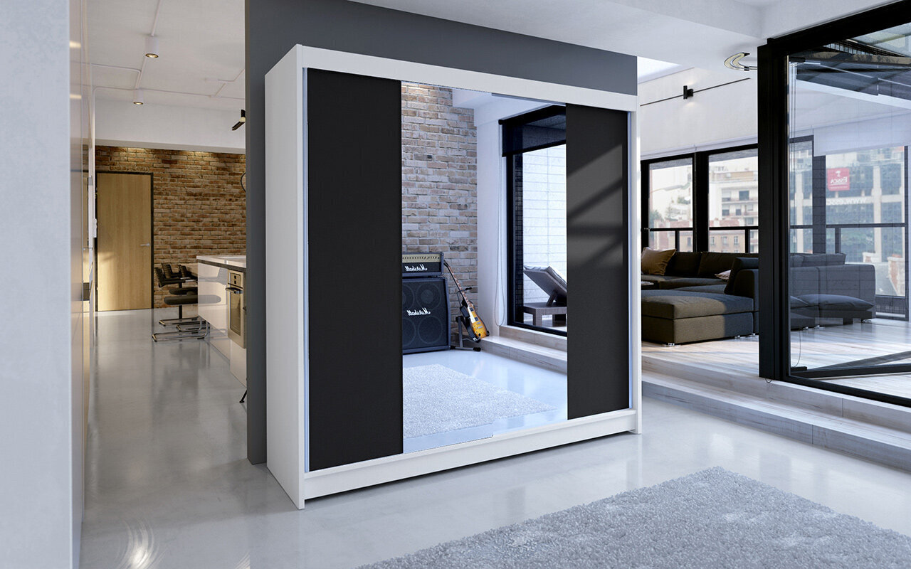 Spinta ADRK Furniture Balance, balta/juoda kaina ir informacija | Spintos | pigu.lt