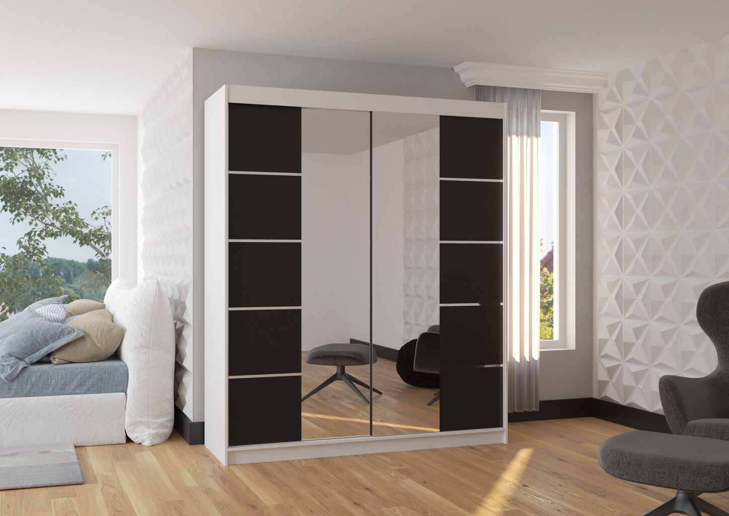 Spinta ADRK Furniture Traves, balta/juoda цена и информация | Spintos | pigu.lt