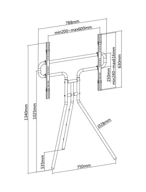 Deltaco ARM-1400 49-70” цена и информация | Televizorių laikikliai, tvirtinimai | pigu.lt