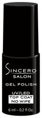 Матовый верхний слой гелиевого лака для ногтей Sincero Salon Top Coat Velvet, 6 мл цена и информация | Лаки, укрепители для ногтей | pigu.lt