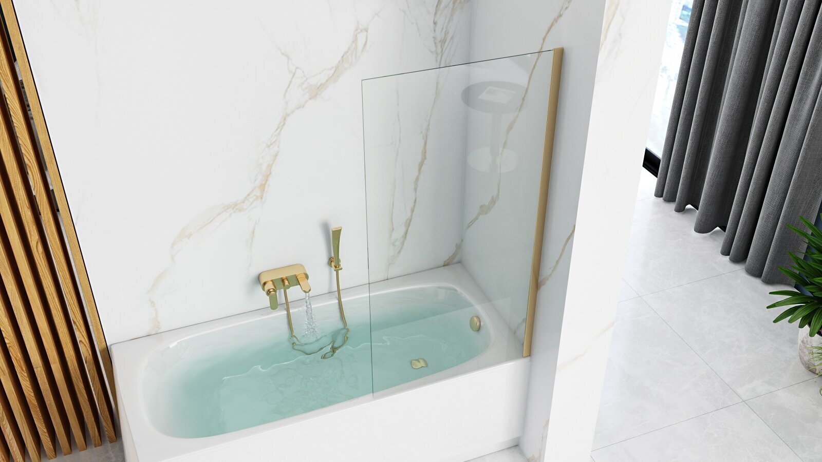 Vonios sienelė REA Elegant Fix 70cm, light gold цена и информация | Priedai vonioms, dušo kabinoms | pigu.lt