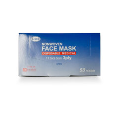 Vienkartinė trijų sluoksnių veido kaukė (50 vnt.) kaina ir informacija | Pirmoji pagalba | pigu.lt