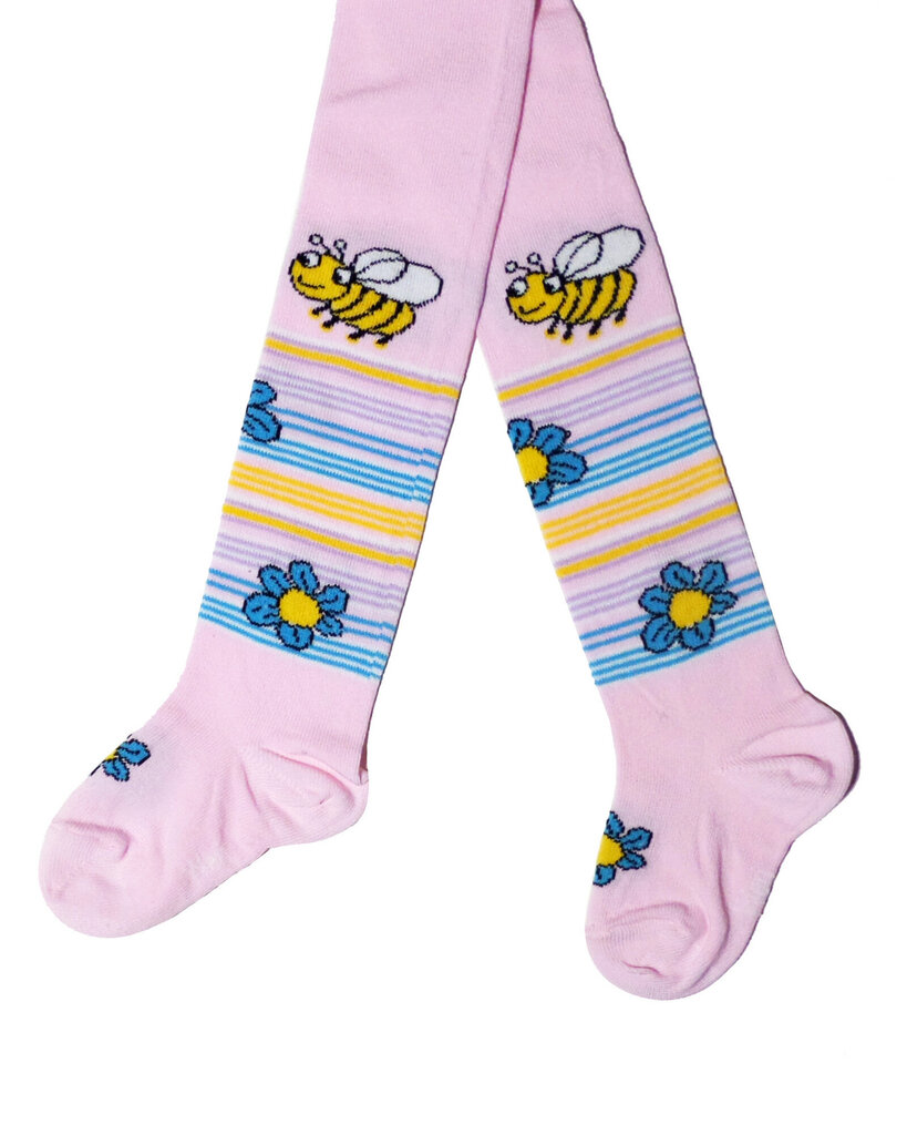 Vaikiškos pėdkelnės juostelės ir bitė, rožinės kaina ir informacija | Kojinės, pėdkelnės kūdikiams | pigu.lt